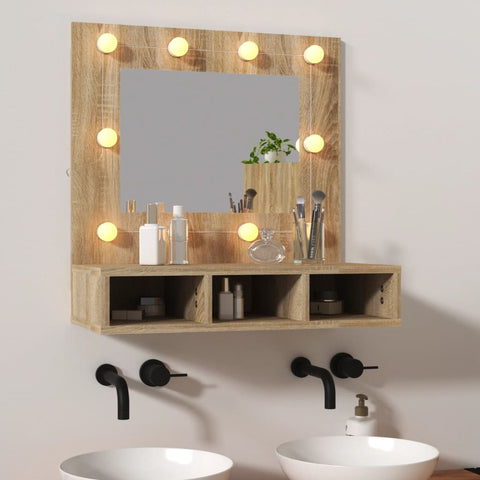 ZNTS Mirror Cabinet with LED Sonoma Oak 60x31.5x62 cm 808885