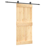 Sliding Door Natural and Black 90 x 210 cm Solid Pine Wood 3444989