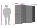Room Divider 4 Panels Grey Poly Rattan 365346