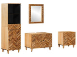 Bathroom Cabinet Set with Drawer 4 pcs Solid Mango Wood 3310179