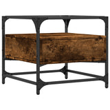 Coffee Table with Glass Top Smoked Oak 50x50x45 cm Steel 846051