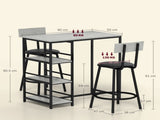 Three-Piece Kitchen Dining Set, with Shelves - Grey/Black T3398P343524