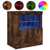 Sideboard with LED Lights Smoked Oak 60,5x37x67 cm 836620