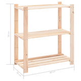 3-Tier Storage Racks 3 pcs 80x38x90 cm Solid Pinewood 150 kg 3051118