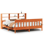 ZNTS Bed Frame without Mattress Wax Brown 200x200 cm Solid Wood Pine 3323211
