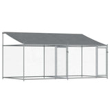 Dog Cage with Roof and Doors Grey 4x2x2 m Galvanised Steel 3209563