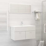 ZNTS Bathroom Furniture Set High Gloss White Engineered Wood 3071339
