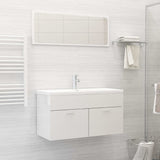 ZNTS Bathroom Furniture Set High Gloss White Engineered Wood 3071339