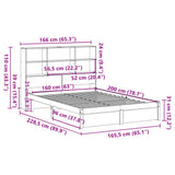 Bookcase Bed without Mattress White 160x200cm Solid Wood Pine 3322398