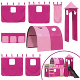 Bunk Bed without Mattress with Slide and Curtains Pink 90x190 cm Single 3284181