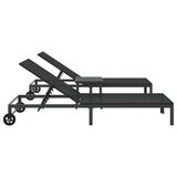 Sunbed Reclining 2-person 3 pcs Black Poly Rattan 42004131
