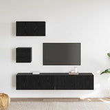 TV Cabinet Set Wall-mounted 3 pcs Black Oak Engineered Wood 3393139