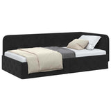 Corner Bed Frame with Headboard Black 90 x 200 cm Velvet 42016538