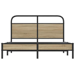 Bed Frame Without Mattress 140x190 cm Smoked Oak Engineered Wood 4100356