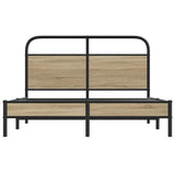 Bed Frame Without Mattress 140x190 cm Smoked Oak Engineered Wood 4100356