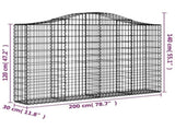 Arched Gabion Basket 200x30x120/140 cm Galvanised Iron 153386