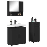 Bathroom Furniture Set 3 pcs Black Engineered wood & Metal 3392954