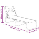 Folding Sun Lounger Grey Oxford Fabric&Powder-coated Steel 360178