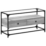 TV Cabinet with Glass Top Grey Sonoma 98x35x51 cm Engineered Wood 846067