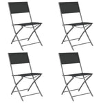Folding Outdoor Chairs 4 pcs Black Steel and Textilene 318767