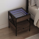 Bedside Table with Infinity LED Brown Oak 40x40x51 cm 3284105