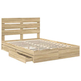 Storage Bed with Drawer Sonoma Oak 140 x 190 cm Engineered Wood 3411899