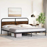Metal Bed Frame without Mattress Smoked Oak 200x200 cm 3318633