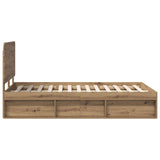 Bed Frame Artisian Oak 135 x 190 cm Solid Pine Wood 3412505
