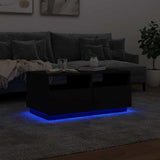 Coffee Table with LED Lights Black 90x49x40 cm 839834