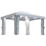 Gazebo with Curtain&LED String Lights 4x3 m Cream White 3070353