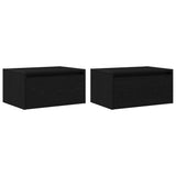 ZNTS Wall-mounted Bedside Cabinets with LED Lights 2 pcs Black Oak 860214