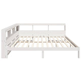 Bookcase Bed without Mattress White 200x200 cm Solid Wood Pine 3324306