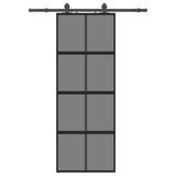 Sliding Door with Hardware Set Black 76x205 cm Tempered Glass 3375919