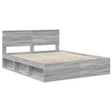 Bed Frame Grey Sonoma 160 x 200 cm Solid Pine Wood 3410578