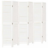 Room Divider 6 Panels White Solid Wood Paulownia 358842