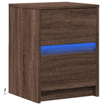 ZNTS Bedside Cabinet with LED Lights Brown Oak Engineered Wood 852045