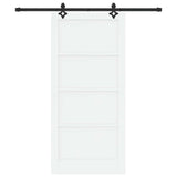 Sliding Door 93 x 202 cm Engineered Wood White and Black 3450120
