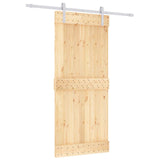 Sliding Door Natural and White 90 x 210 cm Solid Pine Wood 3444936