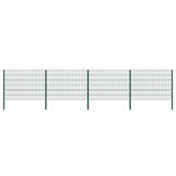 Fence Panel with Posts Iron 694.5x120 cm Green 278664