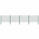 Fence Panel with Posts Iron 694.5x120 cm Green 278664