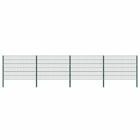 Fence Panel with Posts Iron 694.5x120 cm Green 278664