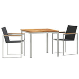 Garden Dining Set 3 pcs Solid Teak Wood and Stainless Steel 3334829