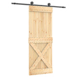 Sliding Door Natural and Black 80 x 210 cm Solid Pine Wood 3444980