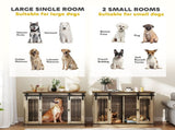 Dog Crate Furniture for Large Dogs, Double Dog Cage for Small Dogs, with Sliding Doors - Oak Tone T3398P376406