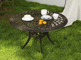 78 cm Round Garden Dining Table with Parasol Hole Antique Cast Aluminium Outdoor Table Only, Bronze T3398P328061