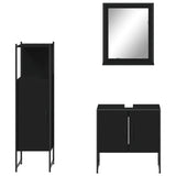 3 Piece Bathroom Cabinet Set Black Engineered Wood 3214344