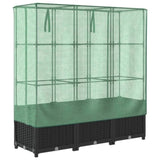 ZNTS Raised Bed with Greenhouse Cover Rattan Look 120x40x138 cm 4015815