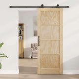 Sliding Door Natural and Black 78 x 202 cm Solid Pine Wood 3333330