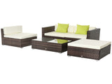 4-Seater Rattan Sofa Set Garden Outdoor Sectional Sofa Coffee Table Combo Patio Furniture-Brown T3398P314680