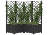Garden Planter with Trellis Black 80x80x136 cm PP 318275